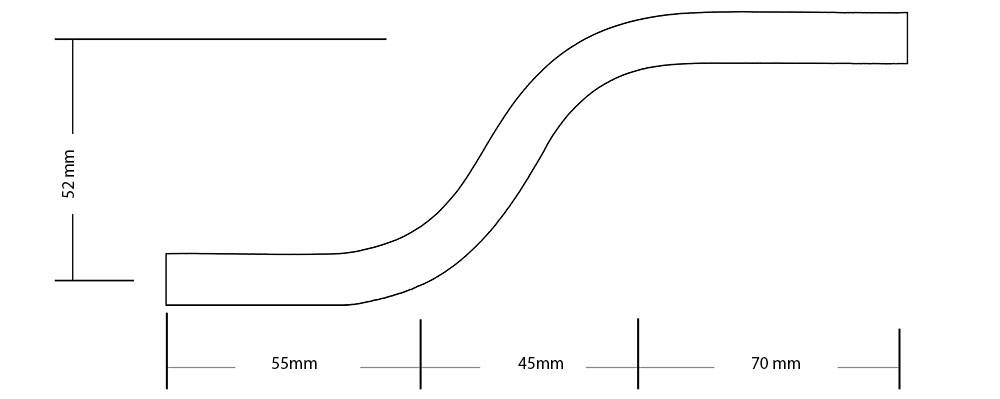 Tube en laiton coude contre coude coude longueur 170mm dimension